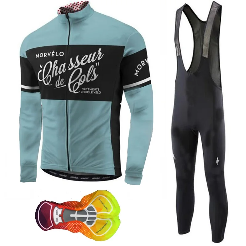 

Morvelo 2019 Pro Team Cycling jersey Long sleeve kit clothes bike clothing bib Pants 16D gel pad ropa ciclismo uniformes bicycle