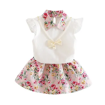 

Princess Toddler Baby Girls Clothing Sets Printed Skirt+Cute Sleeveless T-shirt 2 Pcs Set Summer Kids Fashion Clothes Suit