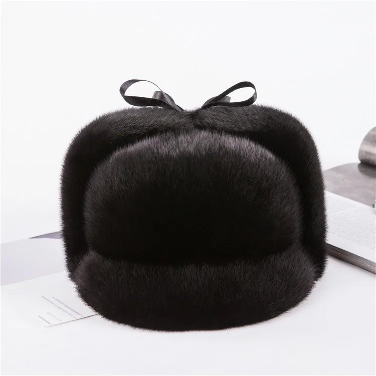 best men's bomber hats 2020 new men mink fur hat New Fashion Men's real Mink Fur Winter Warm Hat / Cap Flat frosted marten fur Hat orange mad bomber hat