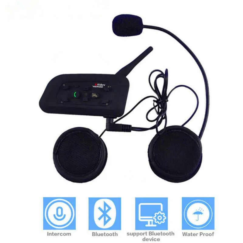 

V6 Motorcycle Bluetooth Helmet Intercom Headset 1200M Motorbike Wireless BT Interphone for 6 Riders Intercomunicador