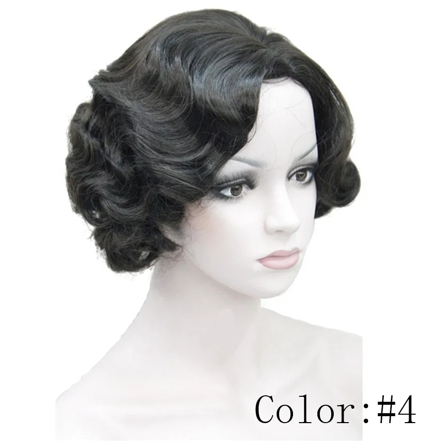 StrongBeauty 1920's стрижка флэппер для женщин Finger Wave Искусственные парики Ретро стиль Короткие синтетический парик