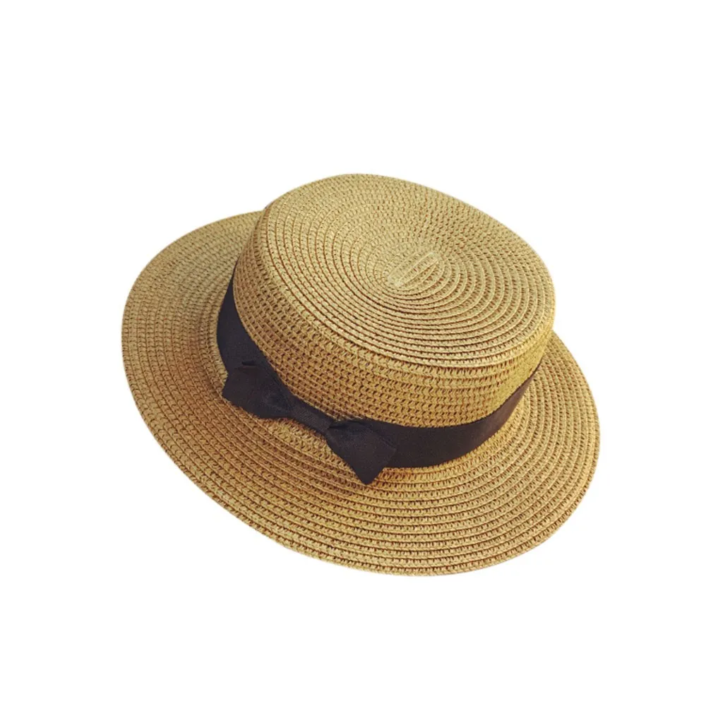 Летняя соломенная шляпа с бантом, широкая трава, женская летняя кепка, пляжный козырек, для отдыха на открытом воздухе, Пляжная Солнцезащитная шляпа для женщин