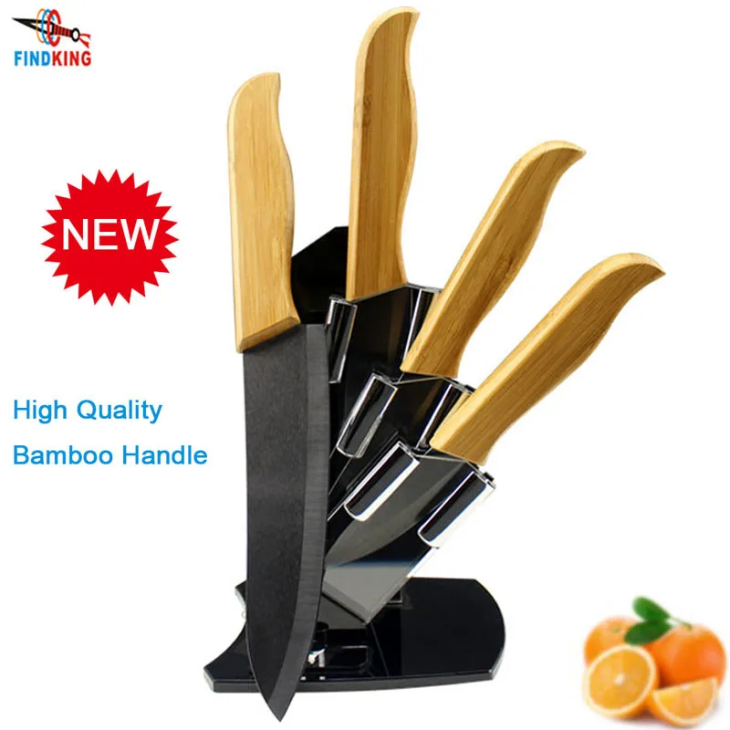 Ceramic 4 Pcs Knife Set with Knives Holder - Black