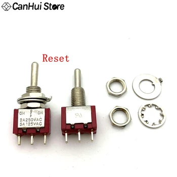 

10pcs Momentary Red Mini MTS-103 3-Pin SPDT ON-OFF-ON 2A 250VAC 5A 125VAC Miniature Toggle Switches Reset MTS-123 No Lock