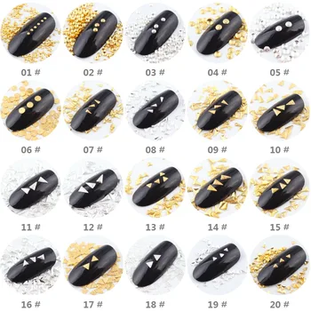 

500pcs Japanese Trending Metal Thin Matte Nail Art Rivets Studs Round/Rectangle/Drop 290279 Design 27-52