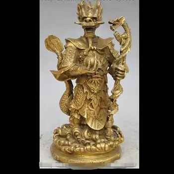 

4884417 11" old chinese Tibet Buddhism Temple Brass Dragon King Rain God Buddha Statue
