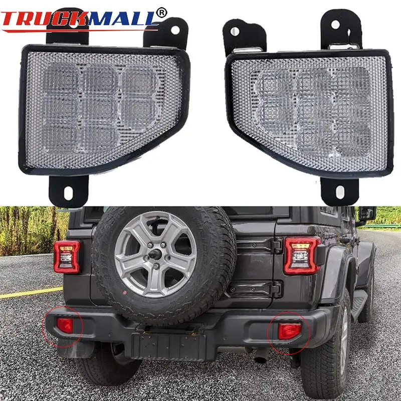 Pair Led Rear Bumper Fog Parking Reverse Brake Lights Lamp For Jeep Wrangler JL 2018 2019      未标题-13