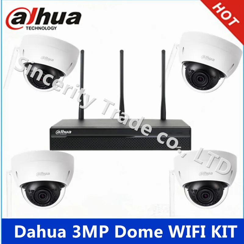 Dahua 3MP Wi-Fi комплект: 4 канала WI-FI NVR4104HS-W-S2 и 4 шт. 3MP WI-FI купольная камера IPC-HDBW1320E-W