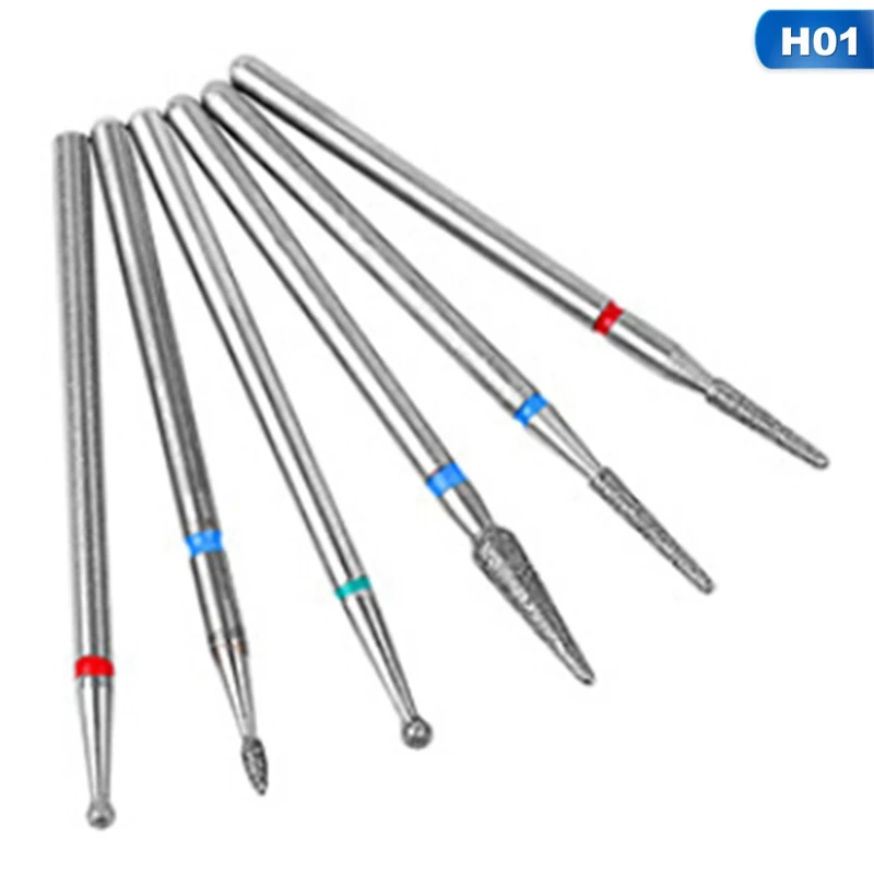 6pcs/bag Diamond Silicone Nail Drill Bit Set Electric Machine Burrs Accessories Milling Cutter for Manicure Remove Nail Gel Tool - Цвет: NA3619 01