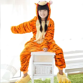 

Tiger Onesies Kids Kigurumi Tigger Flannel Pajamas Animal Costumes Children Cartoon Animal Sleepwear Cosplay Girls Boys Pyjama