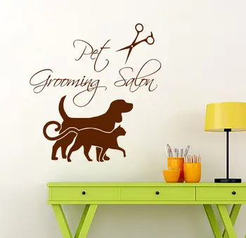 

Cat Dog Wall Decal Scissors Pet Shop Vinyl Sticker Pet Grooming Salon Decor