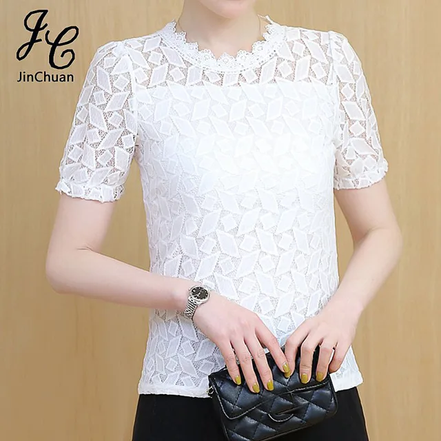 white lace blouse short sleeve