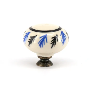 

Furniture Handle Leaf Print Ceramic Drawer Knobs and Handles Kitchen Cupboard Wardrobe Closet Door Handle Pull Knob