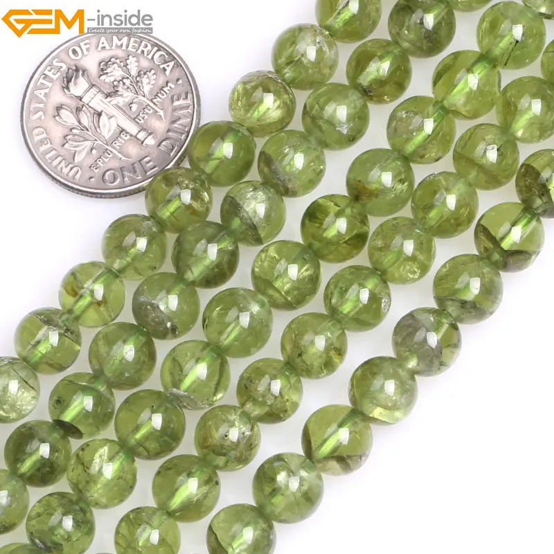 

Gem-inside 7mm-8mm Green Natural Peridot Quartz Gemstone Stone Semi Precious Round Beads For Jewelry Making Valentine Gift
