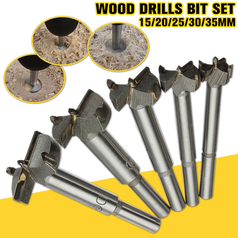 

15-35mm High Carbon Steel Long Round Shank Hinge Hole Cutter Forstner Drill Bit Set for Wood Plastic Power Tools accessories