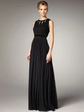 Bodenlangen 2015 Heißer Verkauf Draped Neue Ankunft Lange Chiffon Abendkleid Kleid Elegante Scoop Neck Abend Formale Sleeveless De Noche