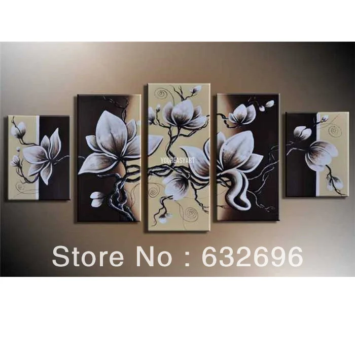 

5 Pieces Wall Art Modern Abstract Sakura Oil Painting On Canvas Large Cheap Fast Home Goods Pictures On The Wall Picture Art