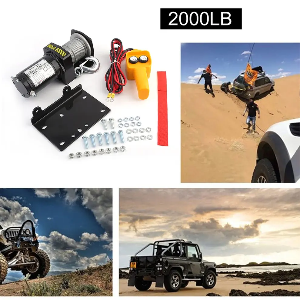 

Compact Waterproof Electric Winch Load Capacity Up To 2000LB High Performance Cars Off-Road Engines Lift Winch