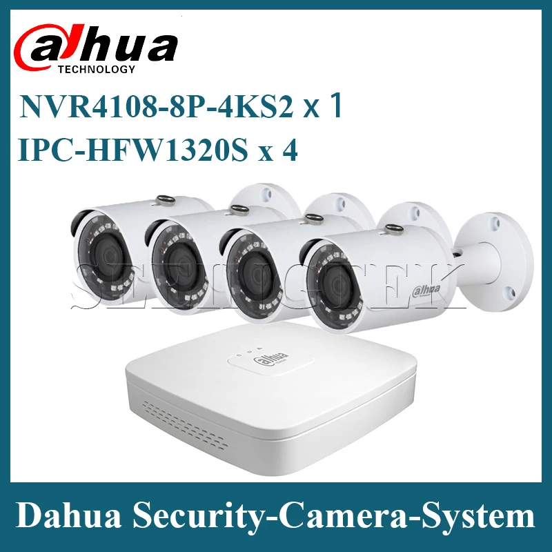 Dahua Security Camera System 4PCS 3MP IPC-HFW1320S Mini Bullet & One 8POE NVR4108-8P-4KS2 Surveillance P2P System Remote Viewing Dahua Security Camera System 4PCS 3MP IPC-HFW1320S Mini Bullet & One 8POE NVR4108-8P-4KS2 Surveillance P2P System Remote Viewing