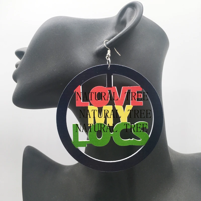 

free shipping!I love my Locs Wooden Earrings