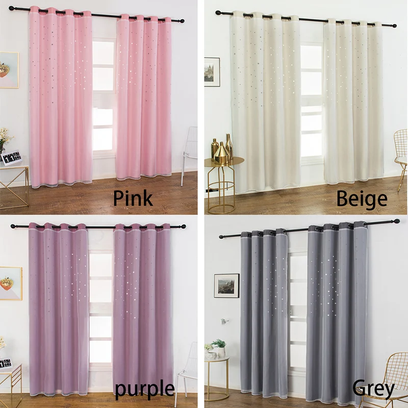 

2PCS Kids Baby Room Star Light Blocking Window Curtain Blinds Soft Eyelet Home