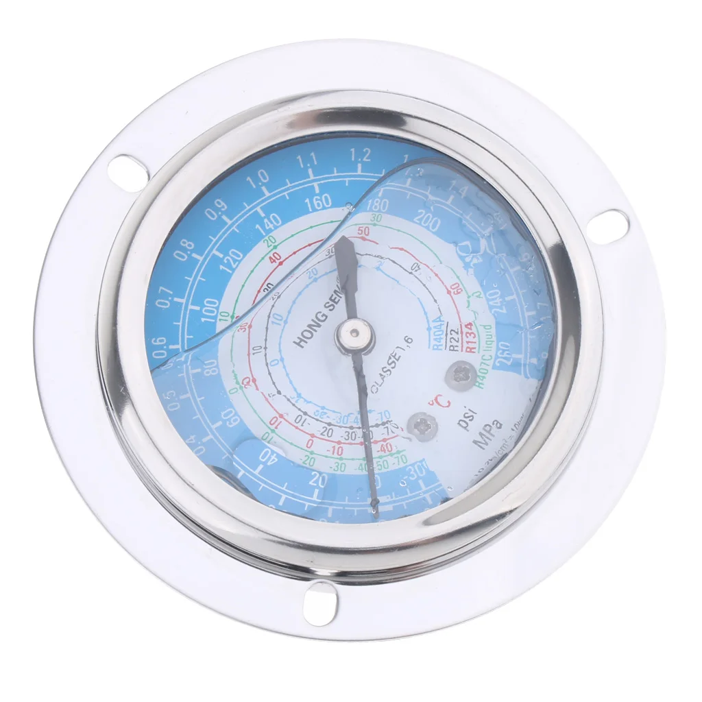 Liquid Filled Pressure Gauge For Water Oil Hydraulic Refrigerant 1.8MPa, Clear and fast reading, dual scale: PSI / MPa