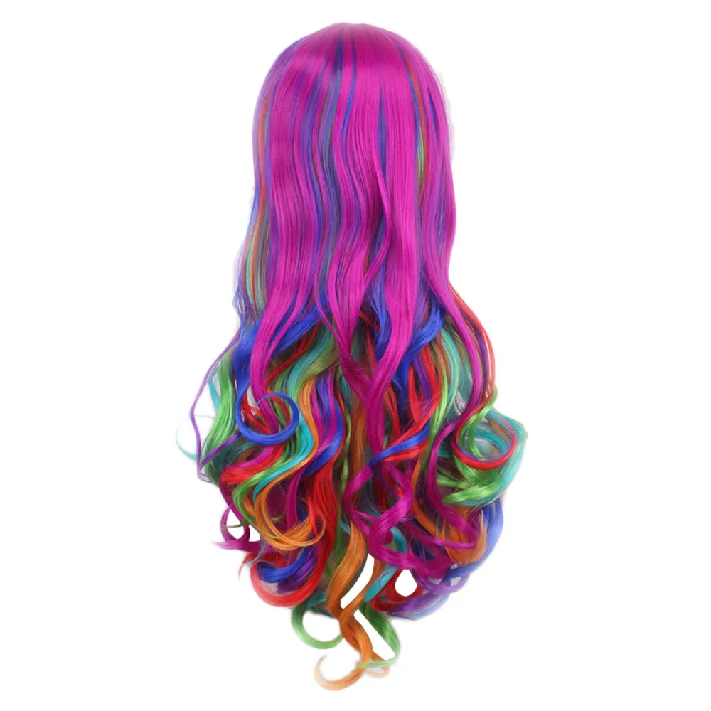 Top Fashion Long Rainbow Wavy Cosplay Hip Hop Wig For Women Girl DIY Party Colorful Fiber Synthetic Wig Gift Dropshipping Top Fashion Long Rainbow Wavy Cosplay Hip Hop Wig For Women Girl DIY Party Colorful Fiber Synthetic Wig Gift Dropshipping