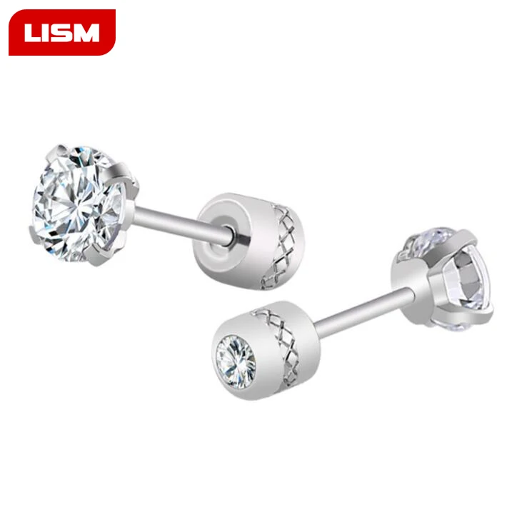 

1Pair Fashion CZ 3 Prong Tragus Cartilage Ear Stud Crystal Zircon Earrings Piercing Jewelry Gold Clear boucle