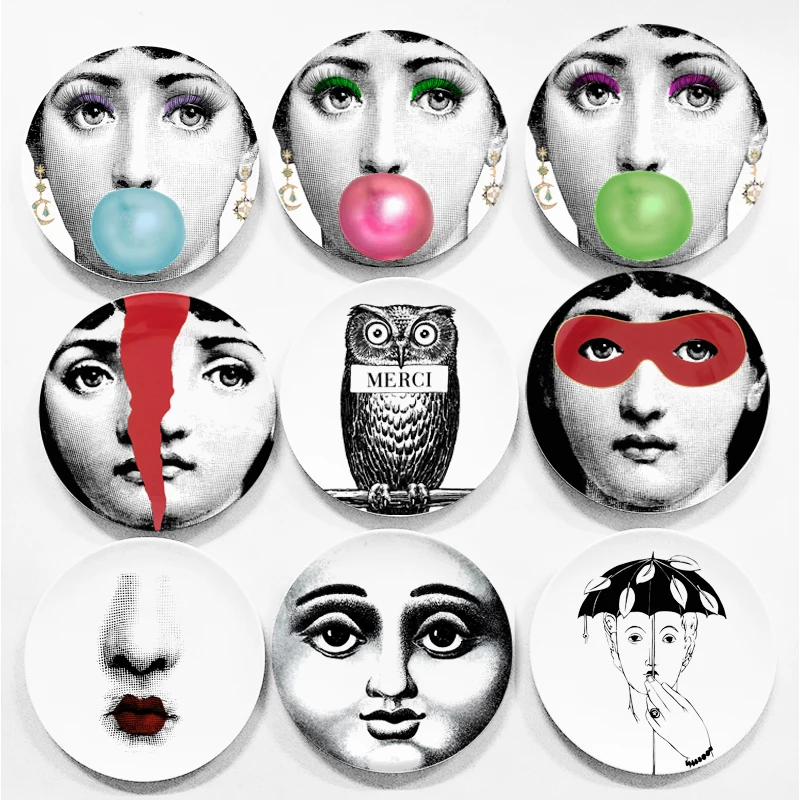 

NEW Fornasetti Plate Wall Painting Dish Ceramic Artistic Craft Desk Decoration Creative Diy Design Classical Elegant Adornment