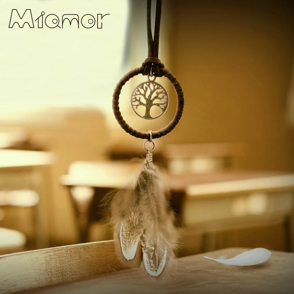Винтажный, волшебный лес мини Ловец снов ручной работы Dream Catcher Чистая с пером украшение орнамент Диаметр 3,5 см Amor048 - изображение