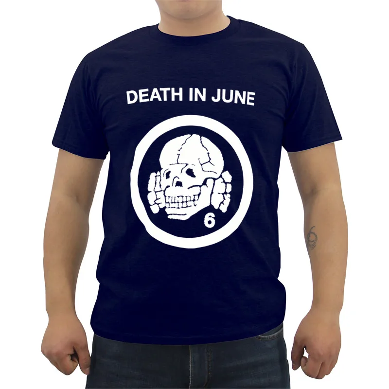 Футболка Impact Death In June Skull 6 футболка с мультяшным персонажем летняя Мужская хлопковая футболка с коротким рукавом Забавные футболки - Цвет: Navy