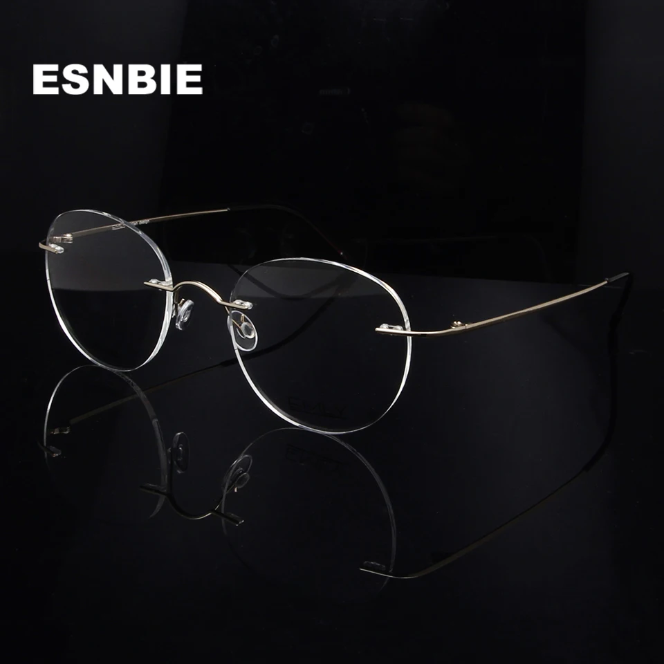 

Ultralight Rimless Glasses Frame Women Titanium Flexible Gold Round Eyeglass Frame For Men Spectacle Frames Oculos De Grau