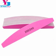 10 Uds de uñas Rosa archivo 200 240 fuertes Lima de acrílico limas para manicura y pedicura media luna lijado de espuma accesorios herramientas para uñas de Gel