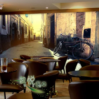 

Custom photo wallpaper 3D Retro style road bike cafe bar KTV western restaurant bedroom living room hotel wallpaper mural