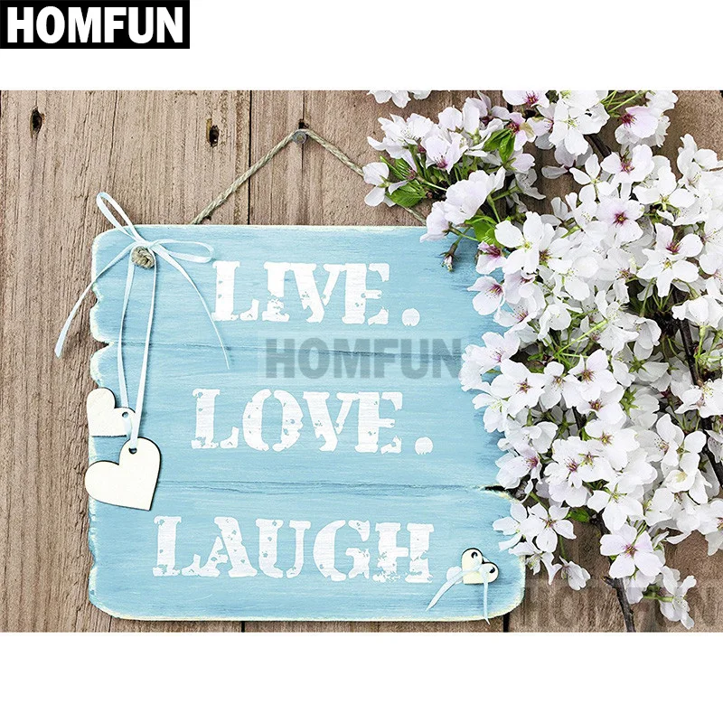 

HOMFUN Full Square/Round Drill 5D DIY Diamond Painting "Live Love Laugh" Embroidery Cross Stitch 5D Home Decor Gift A02093
