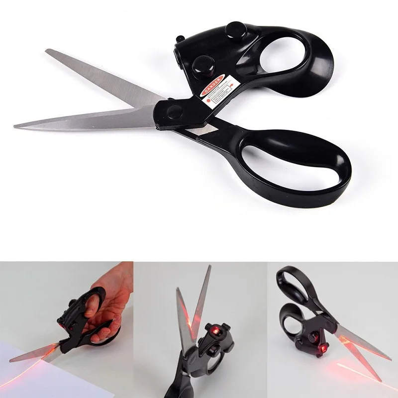 

20PCS/LOT Laser Scissors Infrared Multi Function Household Black Stainless Steel Sharp Cut Easy Grip Handles LIN4016