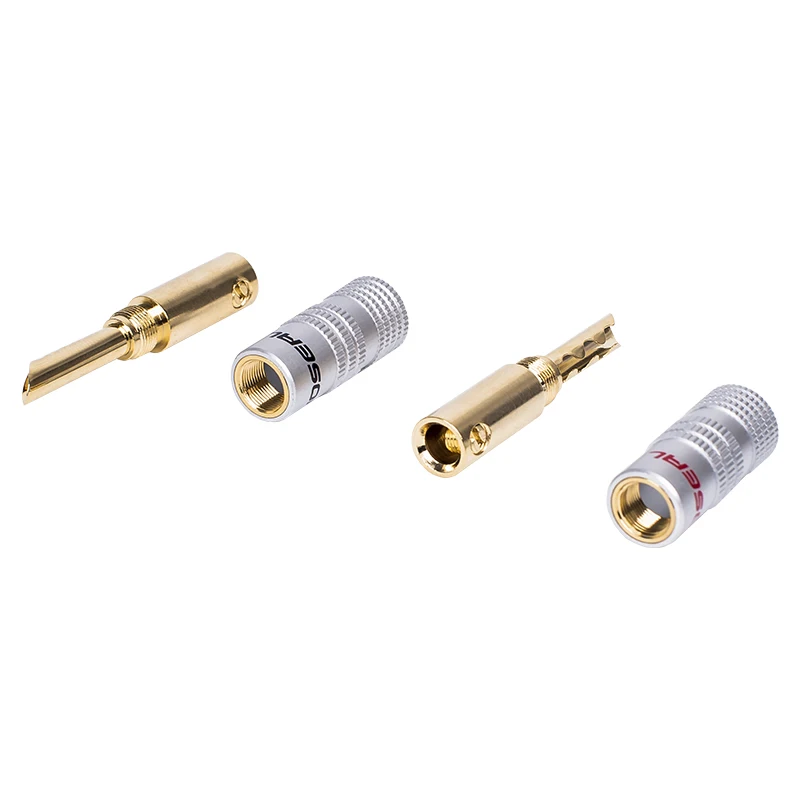 Choseal 4Pcslot Speaker Banana Plugs Connector Adapter Pure Copper Audio Cable Connector (2)