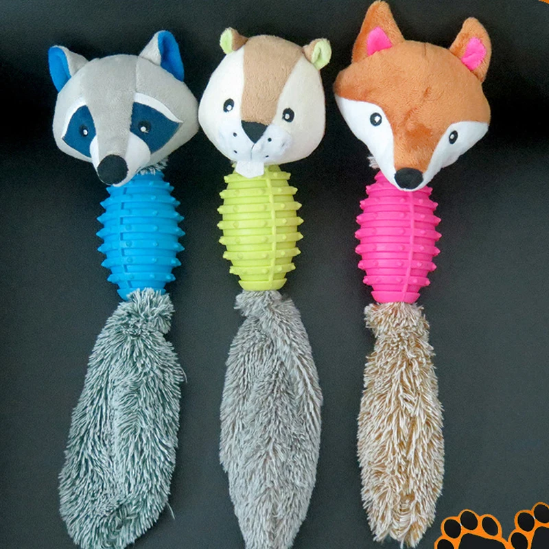 

Pet Dog Chew Toys Interactive Durable Sound Squeaky TPR Plush Dog Toy for Tug of War Small Medium Dogs Puppy Teething Toys