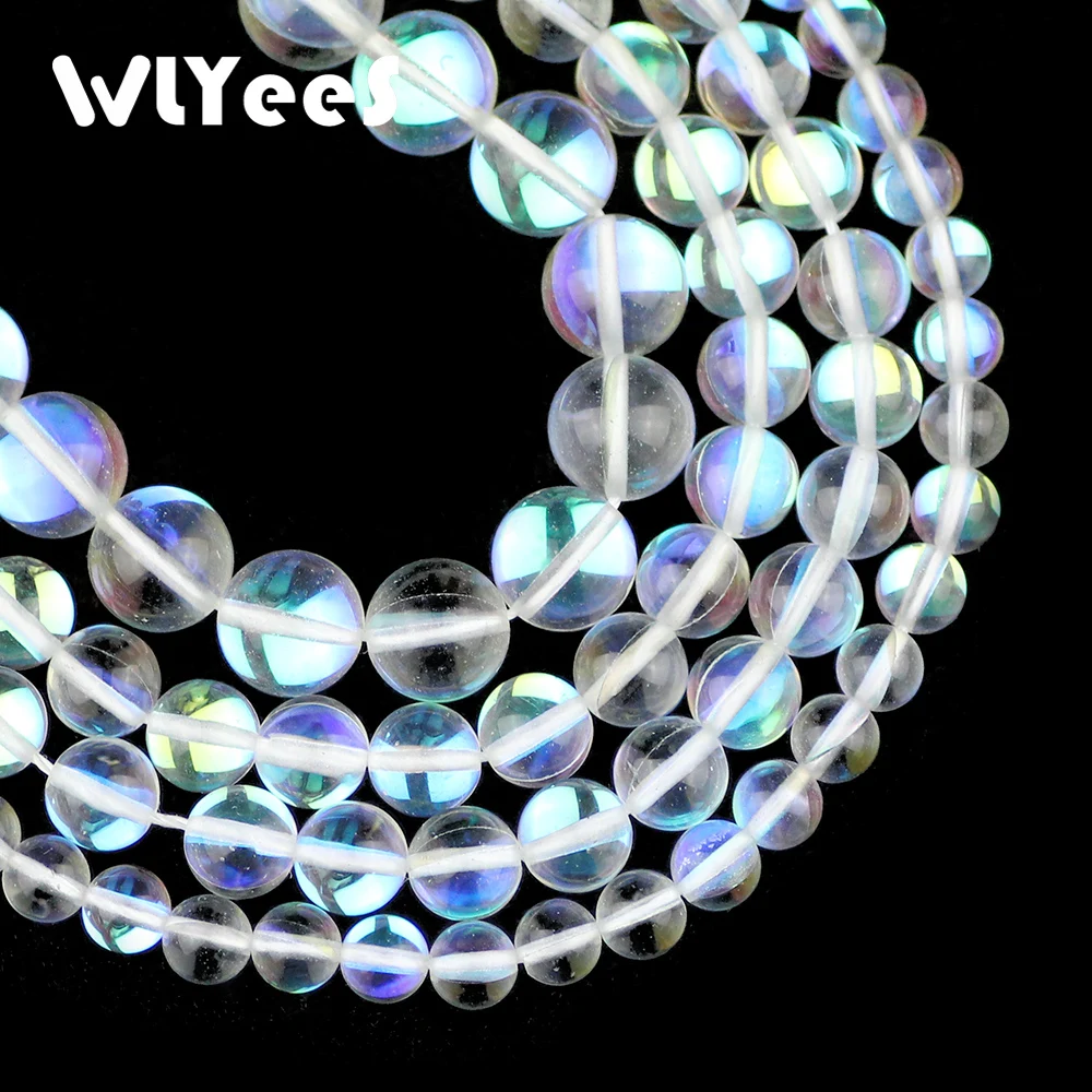 

WLYee White Labradorite stone beads High quality Synthetic Flash Stone Round Loose bead 6/8/10MM for Jewelry bracelet making DIY