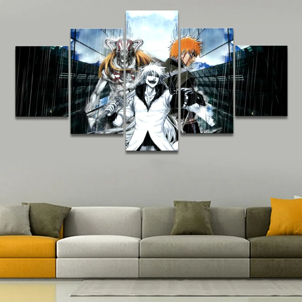 

Canvas Painting HD Printed Wall Art Modular Pictures Home Decor 5 Pieces Anime Bleach Ichigo Kurosaki Poster Modern Living Room