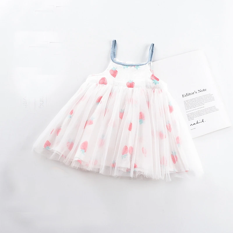 

Summer Girls Princess Dress Infants Baby Clothes Kids Children Girl Strawberry Spaghetti Straped Sundress Dresses Vestidos S8985