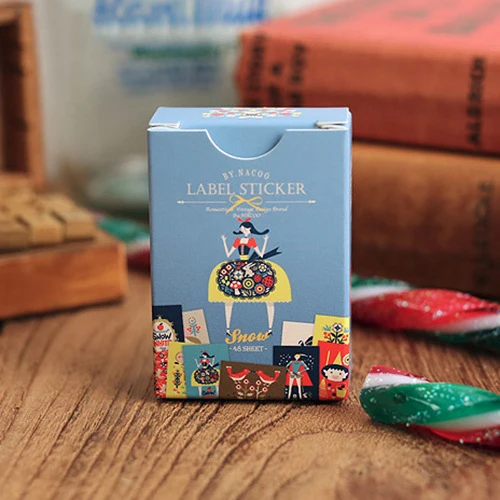 

MQStyle 48Pcs/Lot New Korean Creative Matchbox Sticker Snow White Series Label Stickers H0274