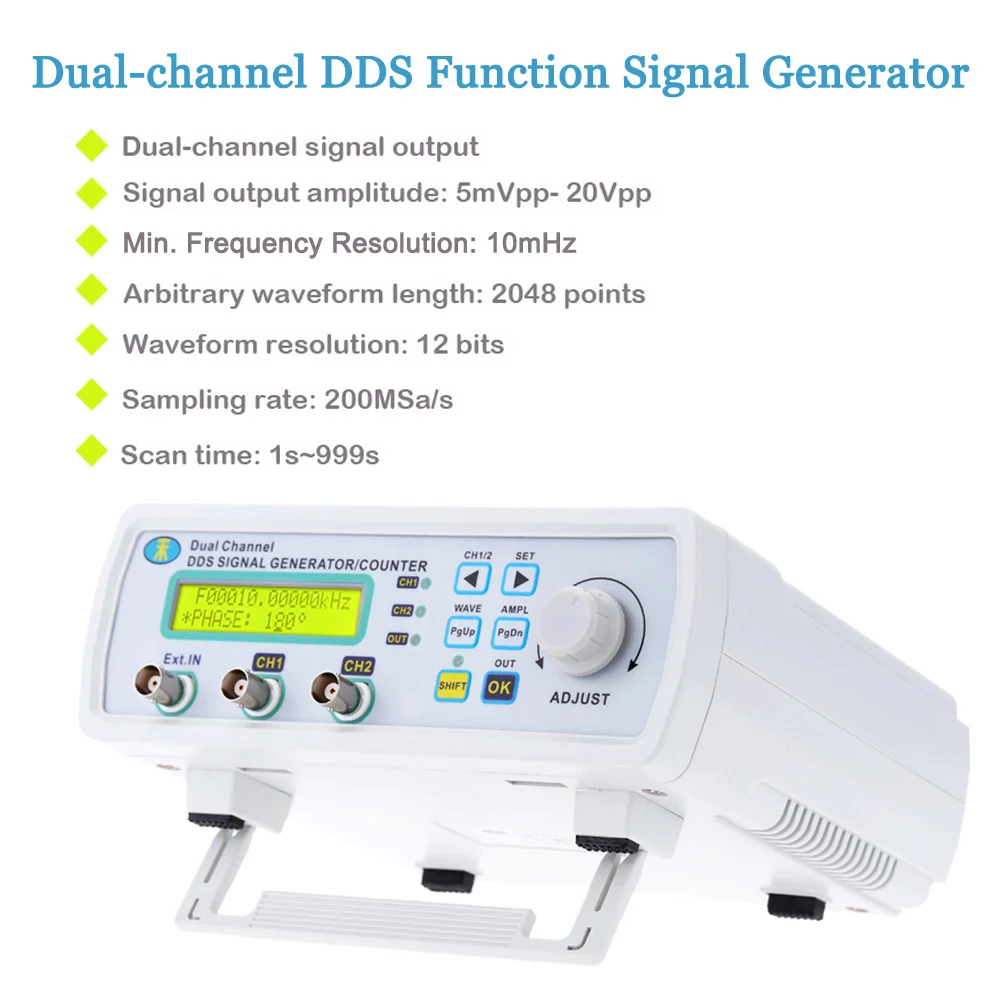 Генератор сигналов 2 канала функции DDS генератор произвольное синусоидальное синтезатор частоты пульса генератор 200MSa/s 6 МГц