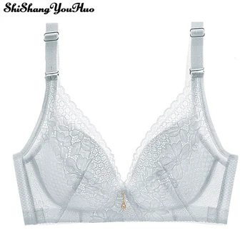 

Full Coverage Push Up Bras Plus Size Bra Unlined Wire Free Lace Brassieres B C D Cup 75-100 Soutien Gorge Femme Biustonosz
