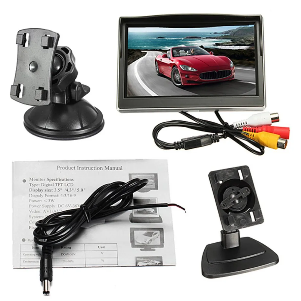 

5 Inch Car Auto Monitor TFT LCD HD Digital 5:3 800*480 Screen Display Rear View Backup Reverse Mirror Monitor drop Shipping