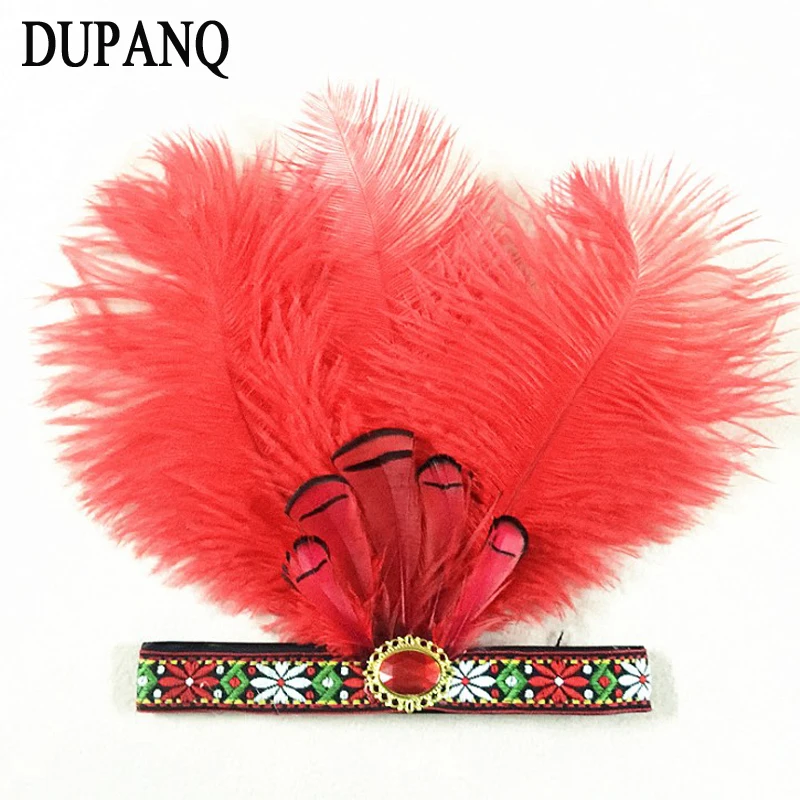

Indian Feather Sequin Headband Cap Hats Ostrich Hair Crown l Celebration Prom Props For Easter Celebration Chapeu Feminino