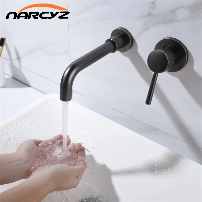 Wall Mounted Brass Basin Faucet Single Handle Mixer Tap Hot Cold Bathroom Water Wall Mounted Brass Basin Faucet Single Handle Mixer Tap Hot Cold Bathroom Water
