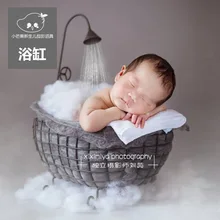 Iron Basket Shower Bathtub Novelty Newborn Photography Accessories Infant Shooting Photo Studio Posing Baby Photography Props jane z ann baby photography props baby cowboy theme background costume clothes photo accessories infant studio shooting props