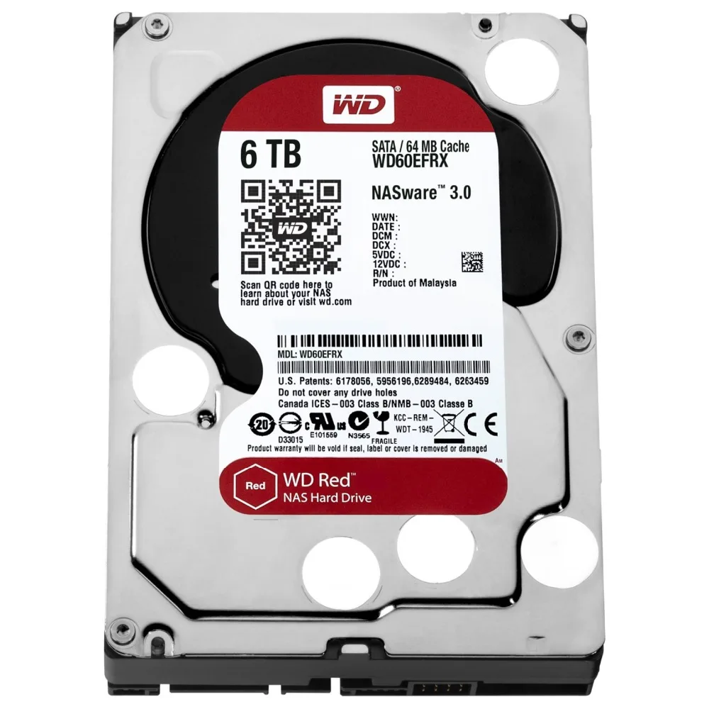 

Western Digital Red, 3.5", 6000 GB, 5400 RPM, Serial ATA III, 64 MB, HDD