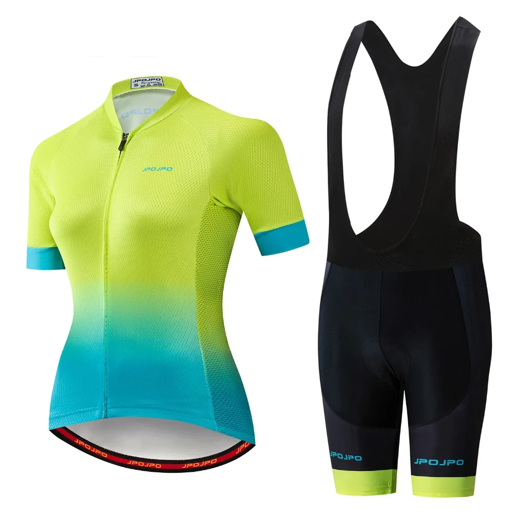 2019 MTB Bike Jersey bib shorts set Ropa Ciclismo maillot Women Cycling jersey Suit bicycle Top shirts Bottom Female wear Blue